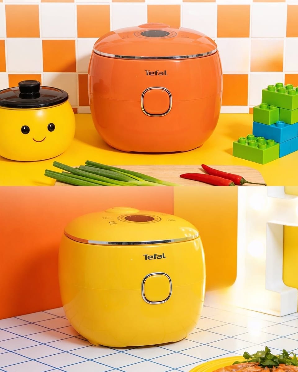 tefal pop rice cooker orange and yellow.